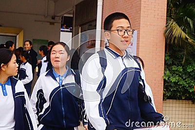 High school began to winter vacation, the students out of the classroom, leaving the campus Editorial Stock Photo