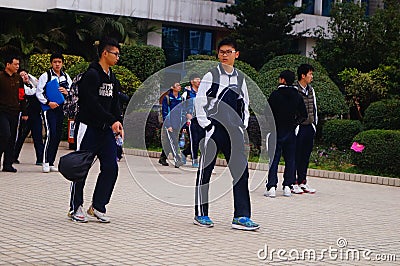 High school began to winter vacation, the students out of the classroom, leaving the campus Editorial Stock Photo