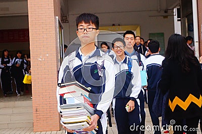 High school began to winter vacation, the students out of the classroom, leaving the campus Editorial Stock Photo