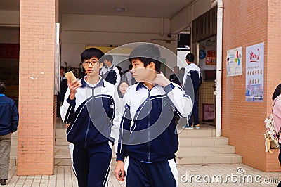 High school began to winter vacation, the students out of the classroom, leaving the campus Editorial Stock Photo
