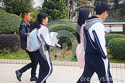 High school began to winter vacation, the students out of the classroom, leaving the campus Editorial Stock Photo