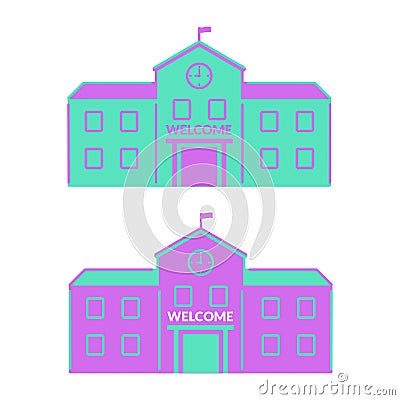 High school building icon vector college education Cartoon Illustration