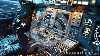 High school discovery of energy plants, cockpit simulation for phenomena study, vibrant visuals , super realistic Stock Photo