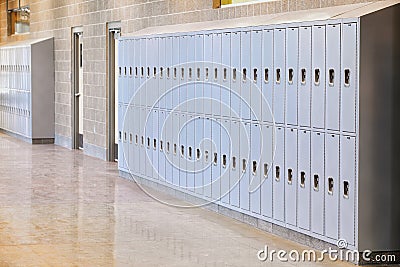 A row of lockers in a high School. Stock Photo