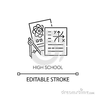 High school pixel perfect linear icon Vector Illustration