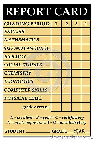 High school report card Stock Photo