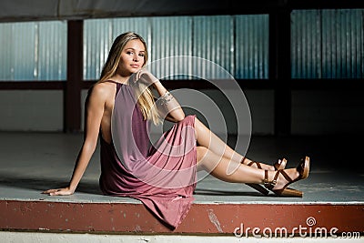 High school senior poses for portraits Stock Photo