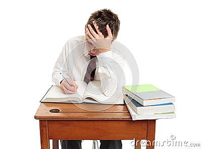 High school student at desk Stock Photo