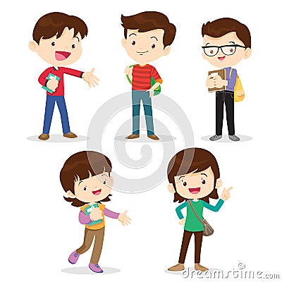 High school students boy and girl Vector Illustration