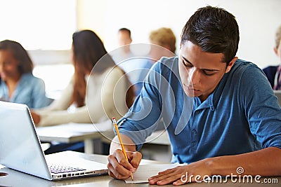 High School Students Taking Test In Classroom Stock Photo