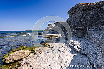 High sea coast Cliffs on Oland island Stock Photo