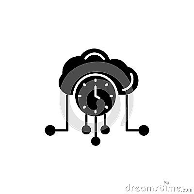 High server uptime icon set. Network reliability with high server and uptime vector symbol in a black filled and outlined style. Vector Illustration