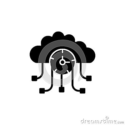 High server uptime icon set. Network reliability with high server and uptime vector symbol in a black filled and outlined style. Vector Illustration