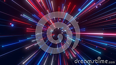 High Speed Flying Lines Neon Light, Technology Digital Abstract Background Stock Photo