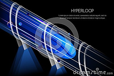 High speed futuristic magnetic train. Hyperloop vector illustration. Future express railroad and transport concept Vector Illustration