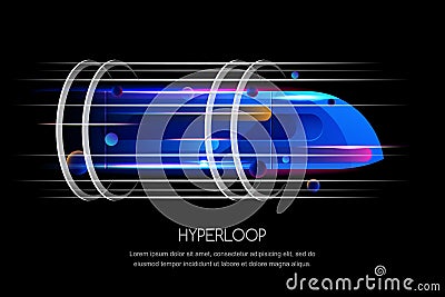 High speed futuristic train, hyperloop, dynamic illustration. Future express transport trendy design concept Vector Illustration