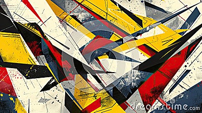 High-Speed Geometry: Dynamic Composition of Overlapping Shapes in Bold Colors Representing Formula 1 Design Stock Photo