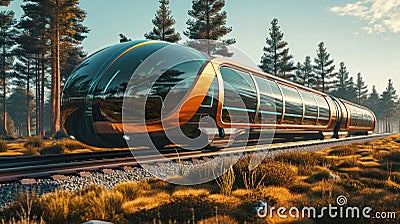 High-speed hyperloop train in landscape - AI Generated Stock Photo