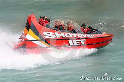 High speed jet boat ride - Queenstown NZ Editorial Stock Photo