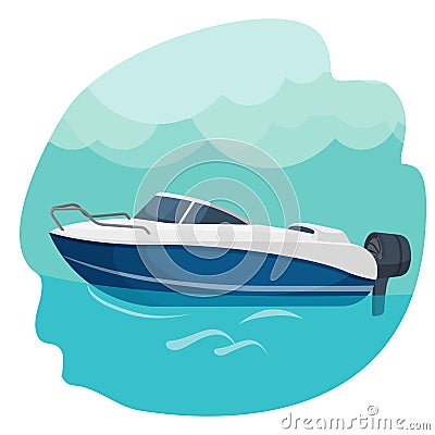 High speed motor boat sailing in sea vector illustration isolated Vector Illustration