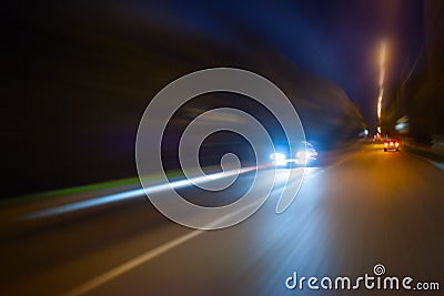 high-speed movement at night Stock Photo