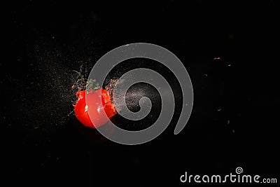 high speed photography tomato shot Stock Photo