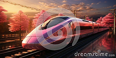 High-speed rail train travel, Fast modern transportation, Futuristic technology concept, Generated Stock Photo