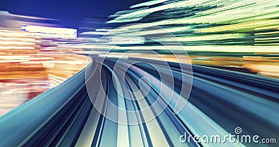 High speed technology concept via a Tokyo monorail Stock Photo