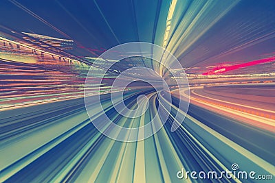 High speed technology concept via a Tokyo monorail Stock Photo