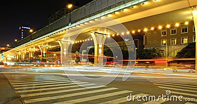 High speed traffic and blurred light trails Stock Photo