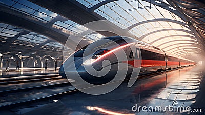 High speed train, fast transportation, rail, link Stock Photo