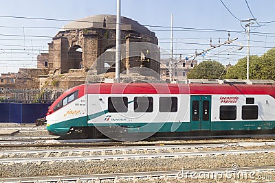 High speed train heading for Roma Termini Stock Photo