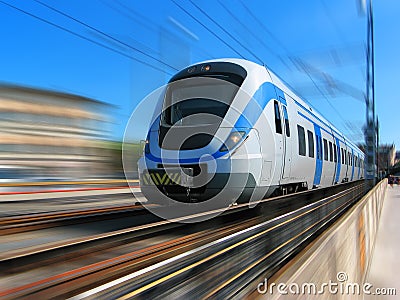 High-speed train in motion Stock Photo