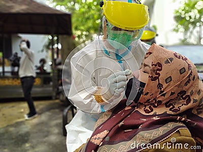 With the high spread of the corona virus, the South Kalimantan government has held a swab test for all employees Editorial Stock Photo