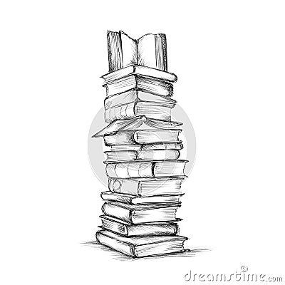 High stack of books Stock Photo