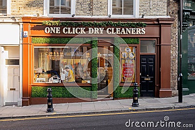 High Street Dry Cleaner in London. 2017. Editorial Stock Photo
