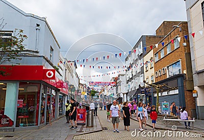 High street of Torquay town United Kingdom Editorial Stock Photo