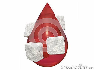 High sugar in blood, diabetes icon on white background. 3d design element for website, articles Cartoon Illustration