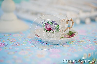 High Tea Floral Tea cup Stock Photo