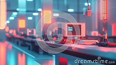 High-Tech Automated System Inspecting Electronics Components in a Modern Facility Stock Photo