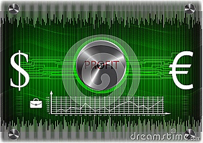 High tech. Business statistics on a green background Vector Illustration