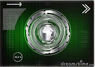 High tech. Business statistics on a green background Vector Illustration