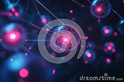 A high-tech 3D abstract background featuring an intricate fractal network of glowing, interconnected Stock Photo