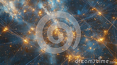 Futuristic digital network with interconnected data points Stock Photo