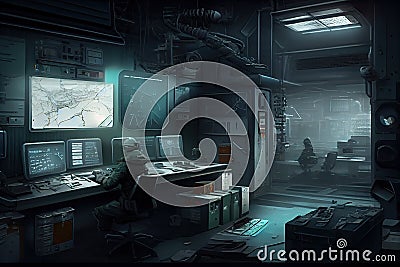 high-tech facilities, with advanced technology and equipment, in the heart of secret military base Stock Photo