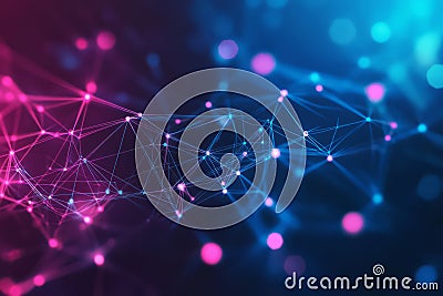 A high-tech futuristic background showcasing a glowing matrix of interconnected data nodes, Stock Photo