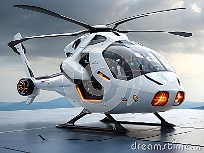 High-Tech Hover: Futuristic Helicopter Advancements Stock Photo