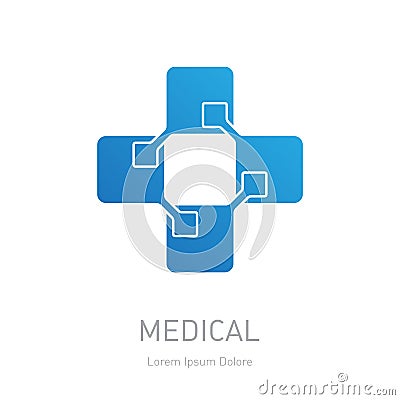 High-tech medicine logo. Medical logotype, design element or icon for the pharmacy or health centre. Vector Illustration