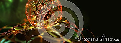 High-tech and nanostructure development. 3d illustration of abstract neural networks Cartoon Illustration