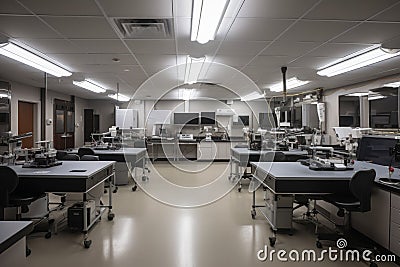 high-tech science lab with computers, microscopes, and other advanced equipment Stock Photo